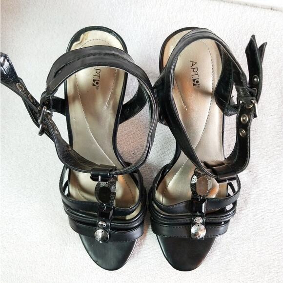 Jeweled t-strap stacked high heel sandals Apt. 9 - Picture 7 of 8